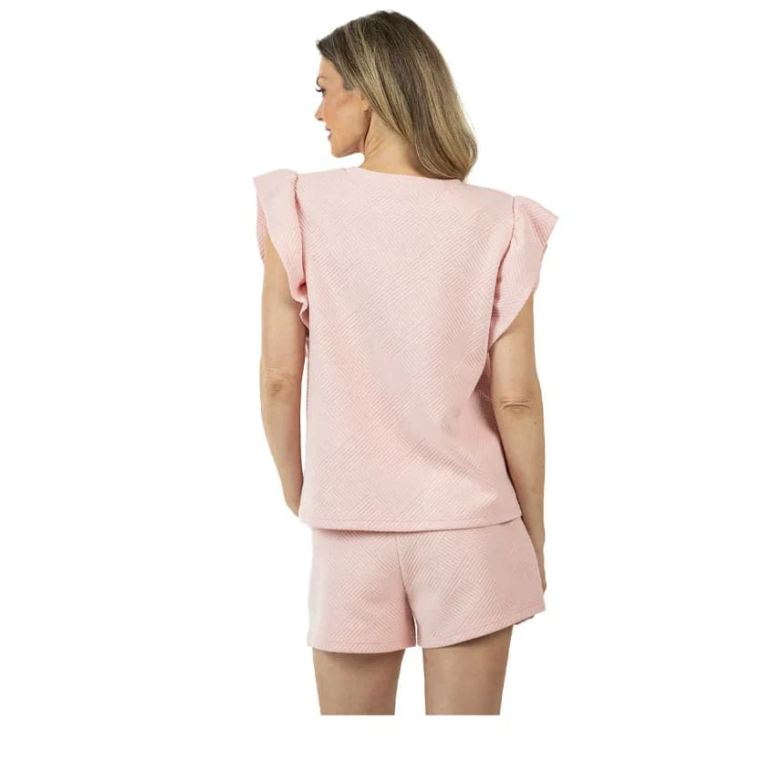 KatyDid Women's Ruffle Sleeve Jacquard Set - Image 2