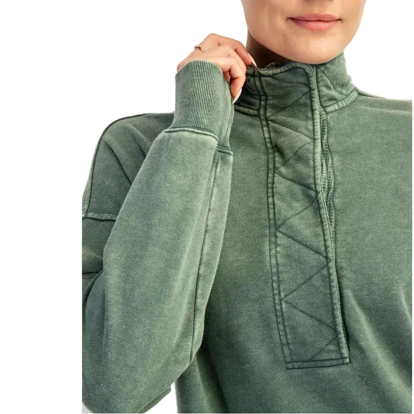 Rae Mode Women's Waffle 1/4 Zip Snap Sweatshirt - Image 2
