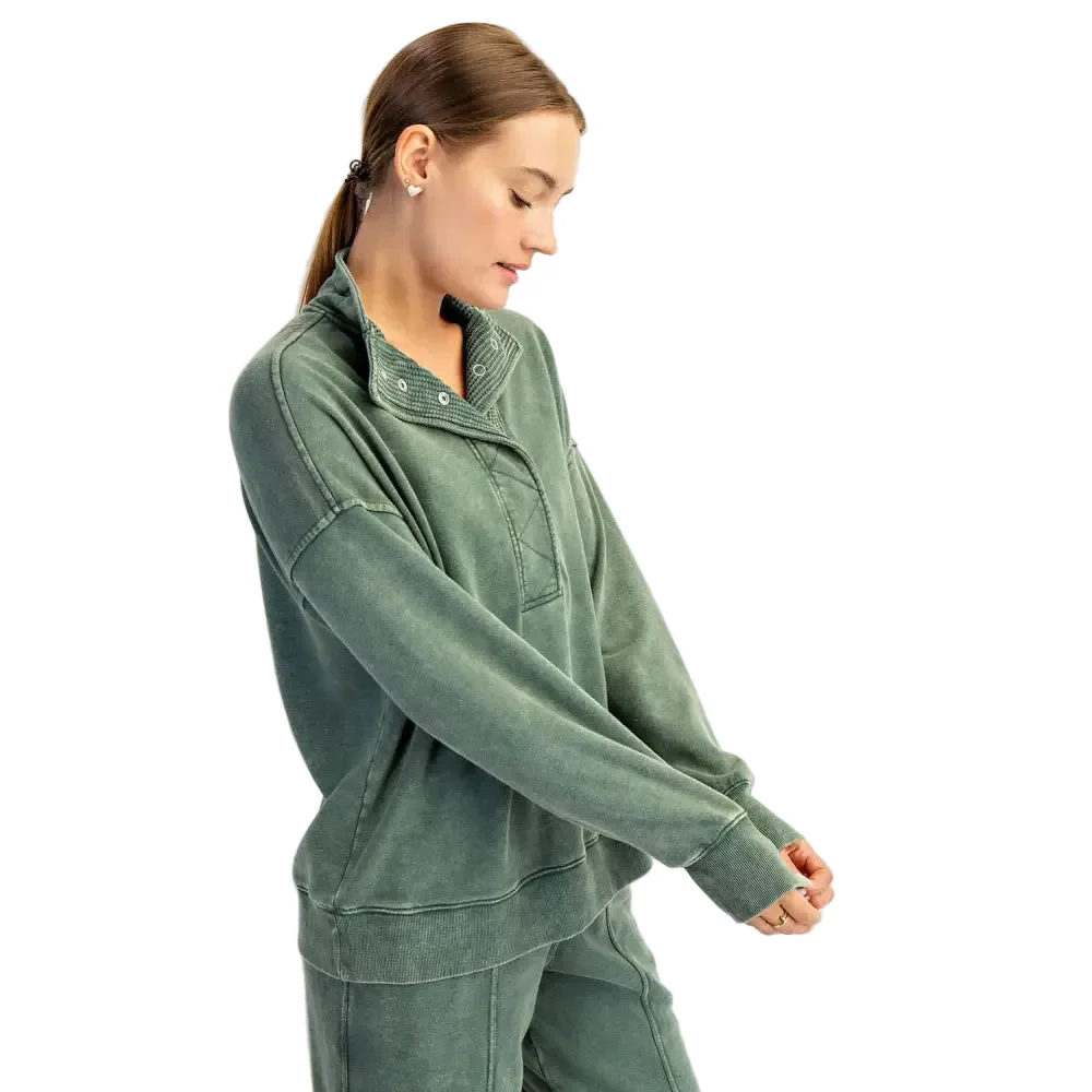 Rae Mode Women's Waffle 1/4 Zip Snap Sweatshirt - Image 3