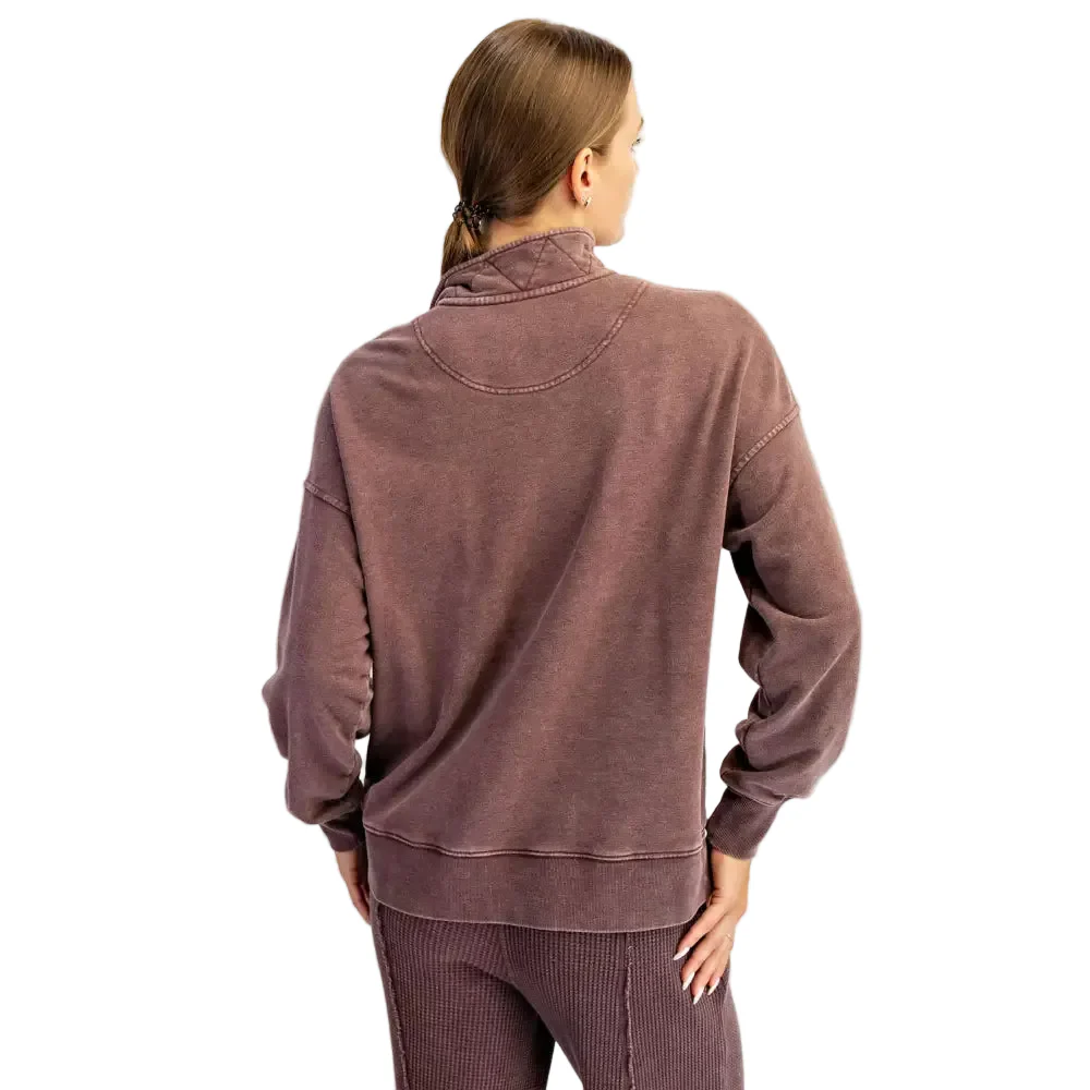 Rae Mode Women's Waffle 1/4 Zip Snap Sweatshirt - Image 6