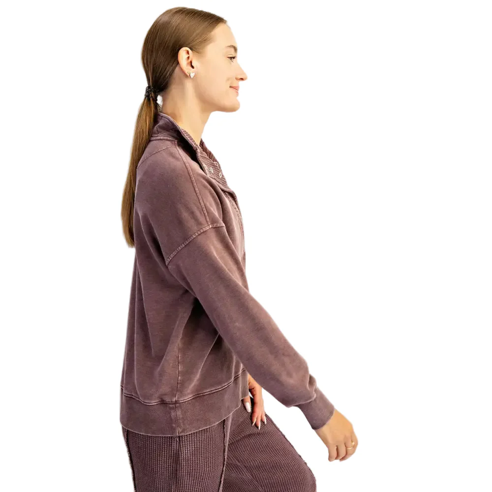 Rae Mode Women's Waffle 1/4 Zip Snap Sweatshirt - Image 7