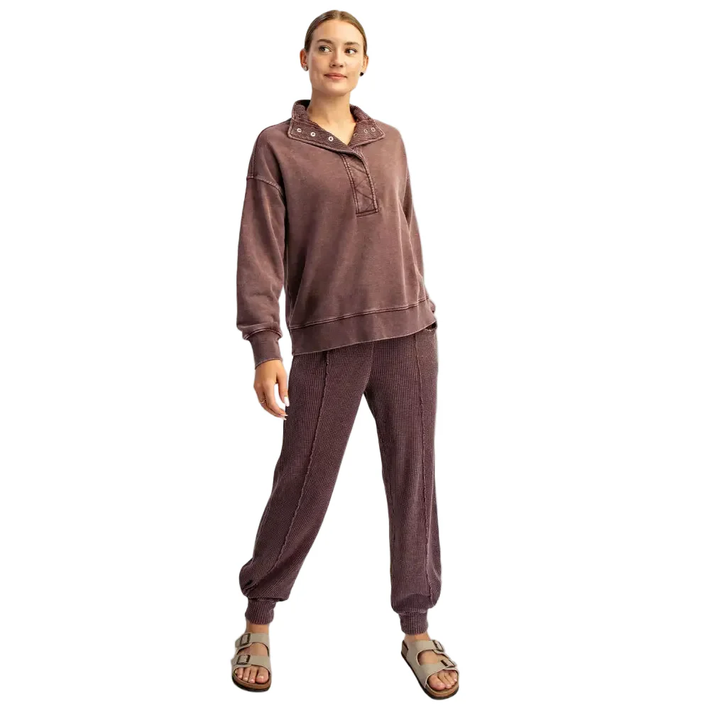 Rae Mode Women's Waffle 1/4 Zip Snap Sweatshirt - Image 8